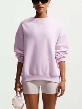 Nike Women's Studio Fleece Oversized Crew-Bleached Lilac